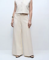 Mango Women's Wide Leg Mid-Rise Pants