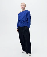 Mango Women's Asymmetrical Gathered Blouse