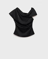 Mango Women's Short-Sleeved Draped Blouse