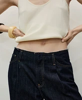 Mango Women's Wide Leg Denim Pants