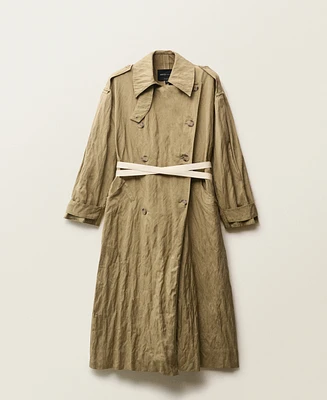 Mango Women's Oversized Wrinkled Effect Trench Coat