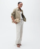 Mango Women's Puffed Hem Linen Cargo Pants