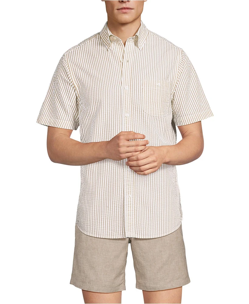 Lands' End Men's Short Sleeve Seersucker Shirt