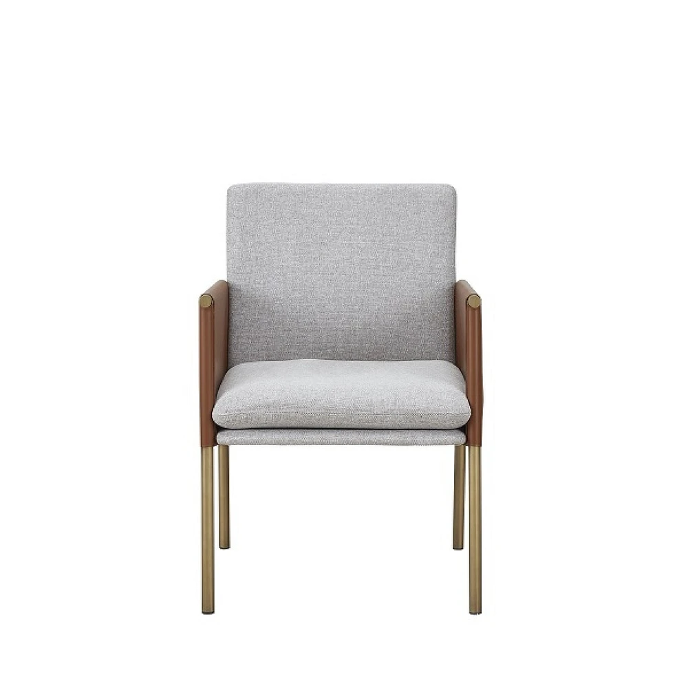 Upholstered Fabric Dining Arm Chair with Cushioned Seat and Backrest