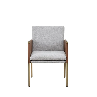 Upholstered Fabric Dining Arm Chair with Cushioned Seat and Backrest