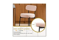 Dyhome Bar Stools Set of 4, 24 Inches Modern Counter Height Bar Stools with Curved Back Metal Legs, Upholstered Boucle Barstools for Kitchen Island, C