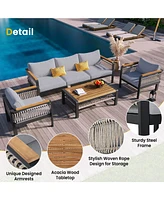 Mondawe 4 Pieces Outdoor Sectional Sofa Set 5-person Patio Seating Group