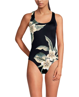 Lands' End Women's Long Tugless X-Back One Piece Swimsuit
