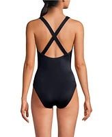 Lands' End Women's Long Tugless X-Back One Piece Swimsuit