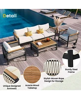 Mondawe 4 Pieces Outdoor Sectional Sofa Set 5-person Patio Seating Group