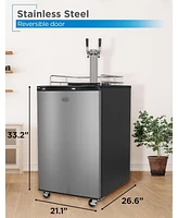 Black+Decker Beer Kegerator, 6.1 Cu. Ft. Extra Large Capacity Draft Beer Machine for Home with Double Tap & 2-Shelf Fridge