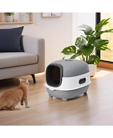 Bingopaw Hooded Front-Entry Cat Litter Box With Scoop for Cats