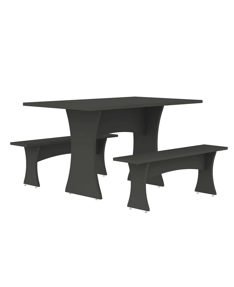Manhattan Comfort 29.53" 3-Pc. Wood Coney Mid-Century Modern Dining Set