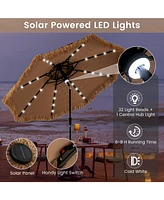 Gymax 10 Ft Hula Thatched Tiki Umbrella 2-Tier Hawaiian Style Solar Patio Umbrella