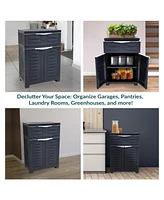 Plastic Garage Storage Cabinet with Adjustable Shelf - 34.5" H Garage, Office, Home, Laundry Room Charcoal