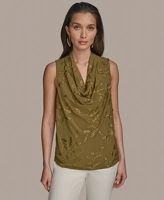 Donna Karan New York Women's Sleeveless Embellished Cowlneck Blouse