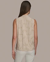 Donna Karan New York Women's Embellished Cowlneck Sleeveless Blouse