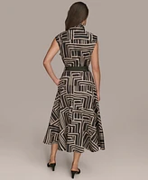 Donna Karan New York Women's Cap Sleeve Printed Shirt Dress