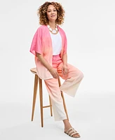 Jm Collection Women's Ombre Crinkle Tie-Front Jacket, Exclusively at Macy's