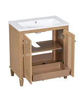 30" Freestanding Resin Sink Vanity Set with Drawer and Cabinet