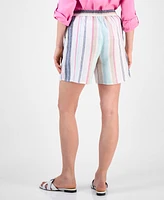 Charter Club Women's Magnolia Linen Striped Shorts, Exclusively at Macy's