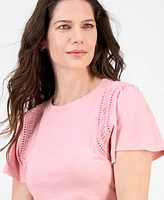 Nautica Jeans Women's Cotton Flutter-Sleeve T-Shirt