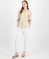 Tommy Hilfiger Women's Striped Roll-Tab Shirt