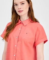 Tommy Hilfiger Women's Dobby Cotton Modern Camp Shirt