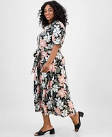 Kasper Plus Floral-Print Midi Dress