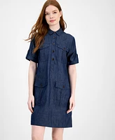 Tommy Hilfiger Women's Chambray Utility Popover Dress