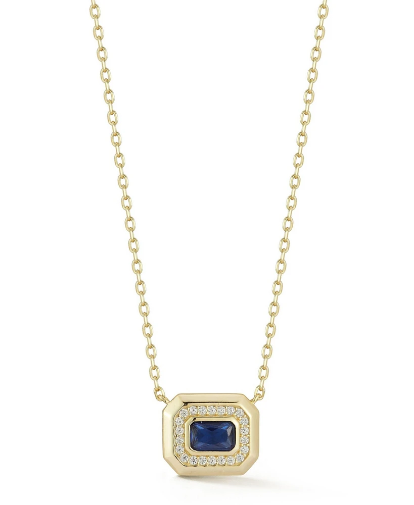 Rachel Zoe 14K Gold Plated Sterling Silver Emerald Cut Solitaire Pendant Necklace