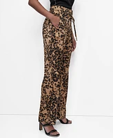 Dkny Women's Animal-Print Pleated Wide-Leg Pants