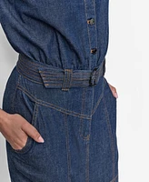 Dkny Women's Button-Front Denim Mini Dress