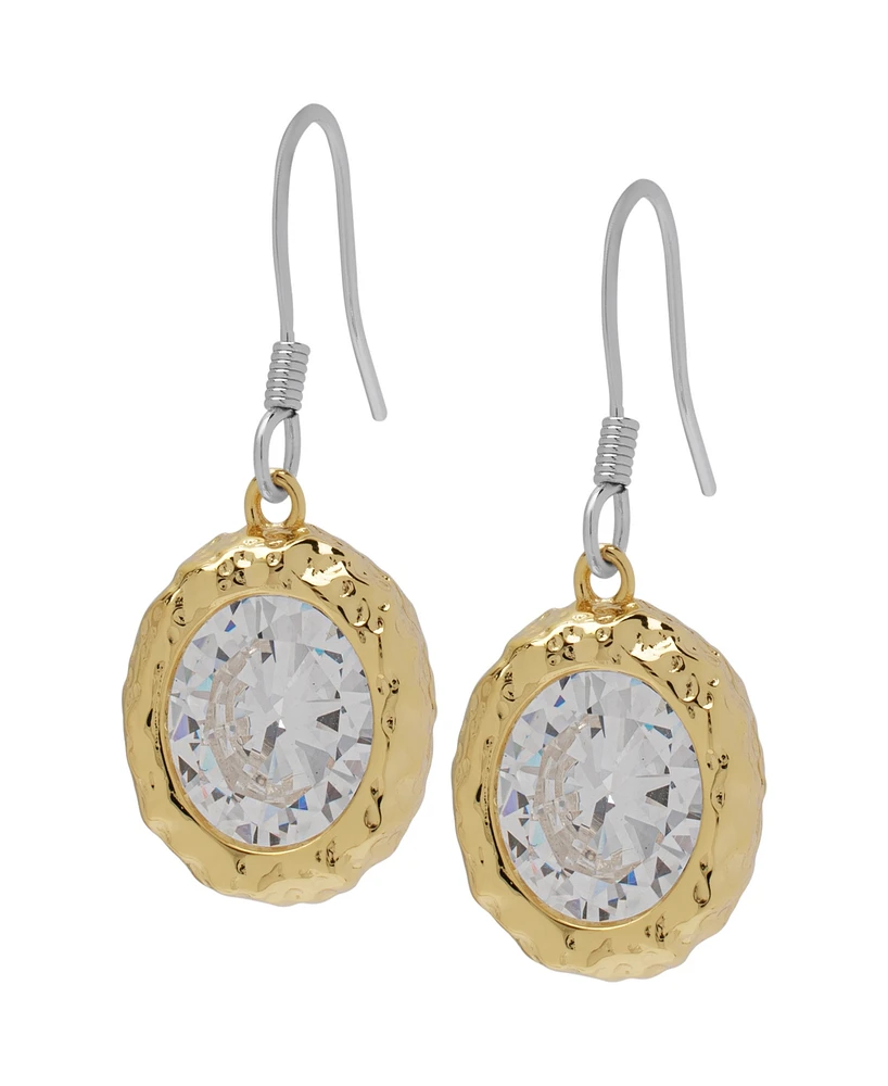 Macy's Cubic Zirconia Round Fish Wire 14K Gold Plate Earrings