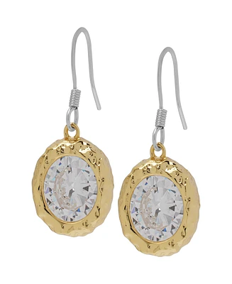 Macy's Cubic Zirconia Round Fish Wire 14K Gold Plate Earrings