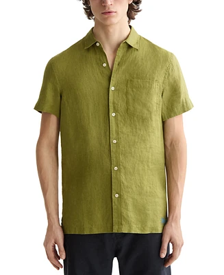 Scotch & Soda Men's Relaxed Fit Short Sleeve Linen Button-Front Shirt