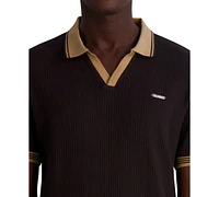 Karl Lagerfeld Paris Men's Textured Johnny Collar Polo Shirt