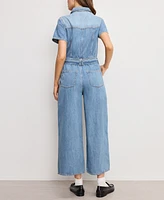 Good American Women's Fit For Success Denim Cropped Jumpsuit