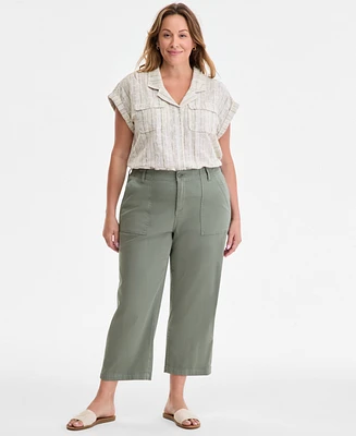 Liverpool Los Angeles Trendy Plus Cargo Wide-Leg Cropped Pant