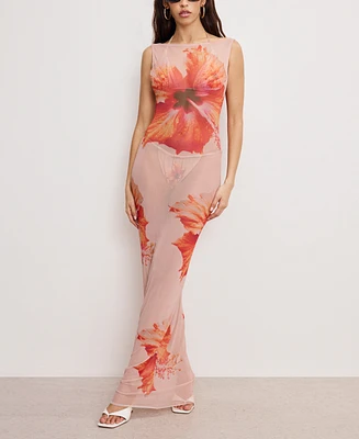 Good American Women's Gauze Mesh Maxi Dress