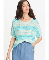 Olsen Women's Striped Dolman Tape Yarn Sweater