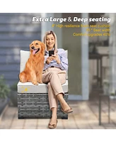 Xizzi Patio Furniture Set,6 Piece Outdoor Sectional Sofa Couch Set,Patio Conversation Set with Modular Wicker Chairs,Widened Armrest,Side Table,Orange