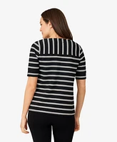 Cable & Gauge Women's Stripe Boatneck Top