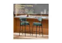 Dyhome Bar Stools Set of 3, 24 Inches Modern Counter Height with Curved Back Metal Legs, Upholstered Boucle Barstools for Kitchen Island, C