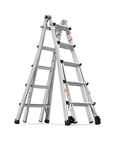 15 ft. Reach Hight Aluminum Multi-Position Ladder with Wheels, 300 lbs. Weight Rating, Step Stools