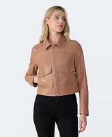 Furniq Uk Women's Bomber Leather Jacket, Created for Macy's