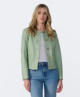 Furniq Uk Women's Cropped Leather Jacket