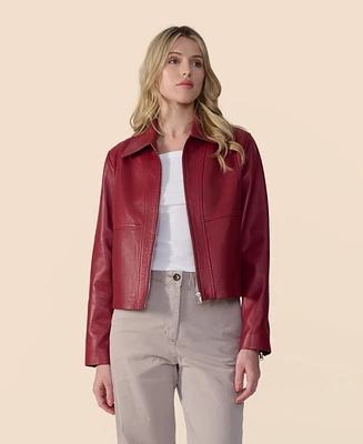 Furniq Uk Women's Classic Leather Jacket, Created for Macy's