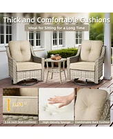 Xizzi 5 Piece Outdoor Patio Furniture Set,Wicker Conversation Set with Swivel Rocker Chairs,Ottomans and Side Table for Outside Porch Balcony Backyard