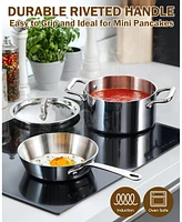 Cooks Standard Mini Cookware Duo Set, Multi-Ply Clad Stainless Steel Butter Warmer, Fry Pan 4.7 Inch & Casserole 0.68 Qt, Mini Pot and Pan 3 Piece Coo